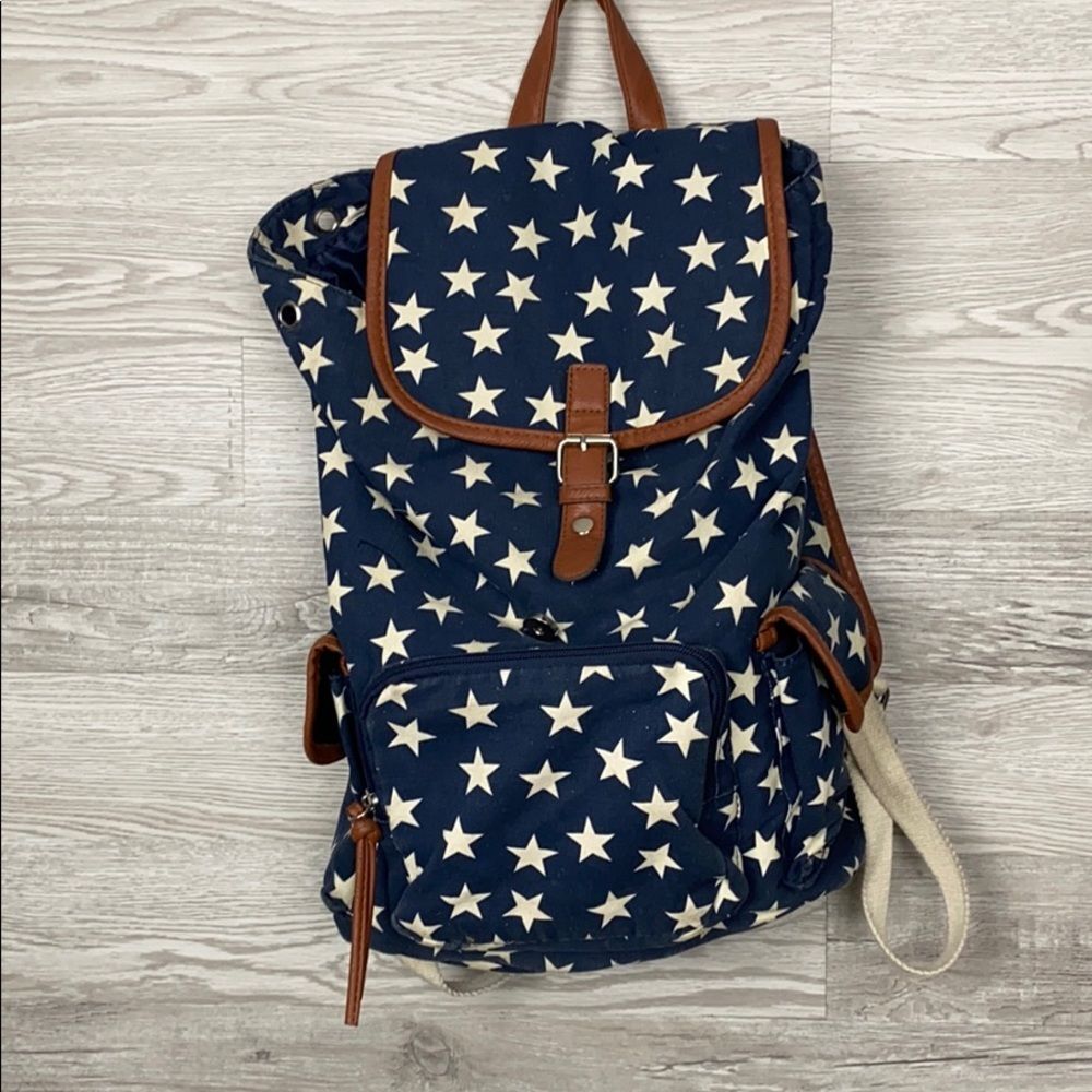 Bueno Navy Canvas Stars Backpack